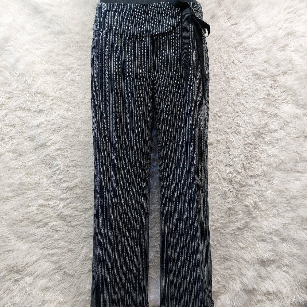 White House Black Market Women's Black&White Striped Wide-Leg 4